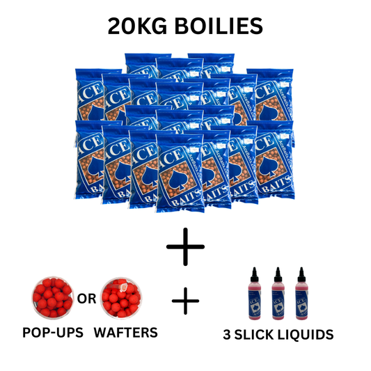 20kg Bait Bundle – Boilies, 3 x Slick Liquids & Pop-Ups or Wafters