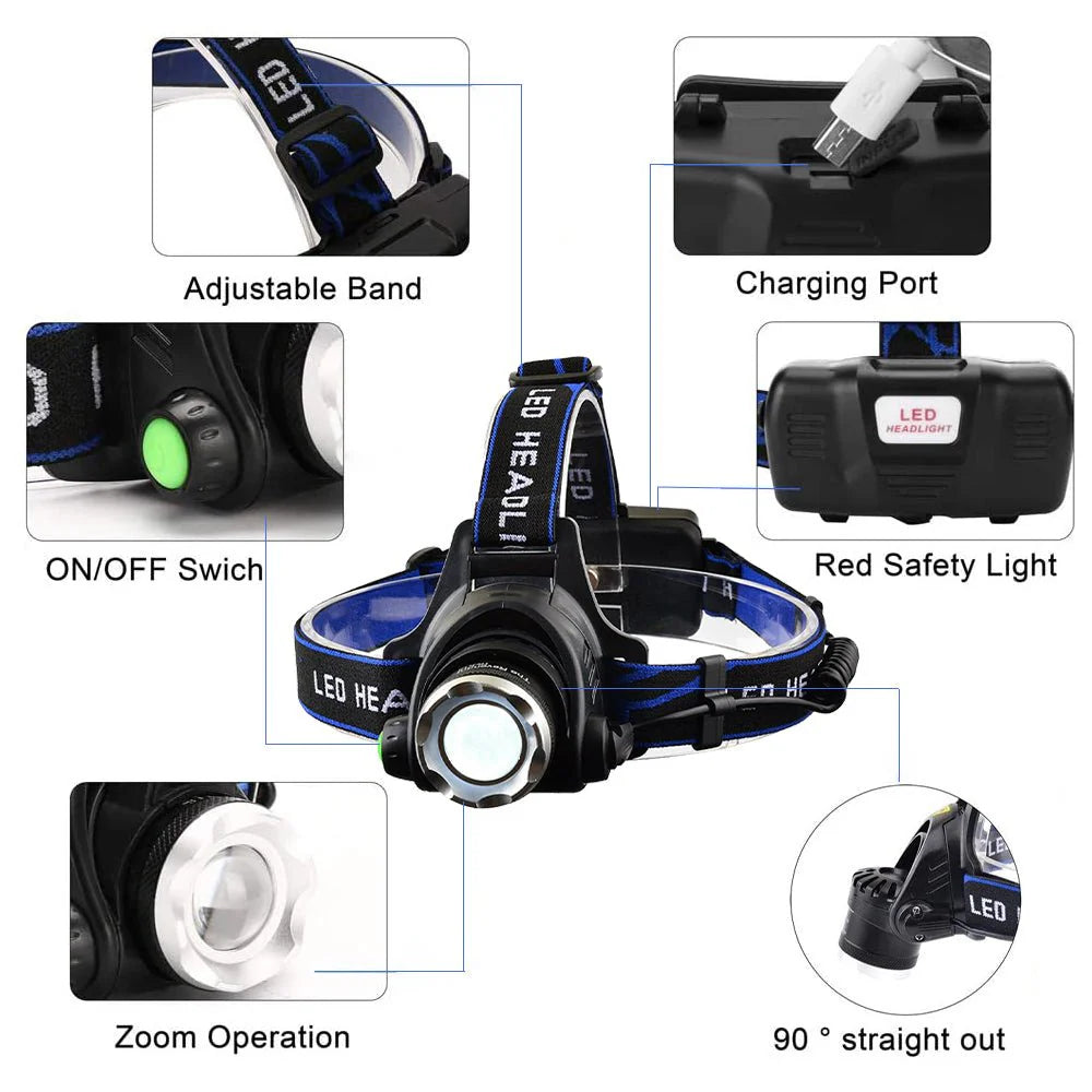 TS Waterproof Rechargeable Headlamp - Ace Baits