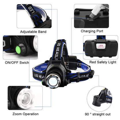 TS Waterproof Rechargeable Headlamp - Ace Baits